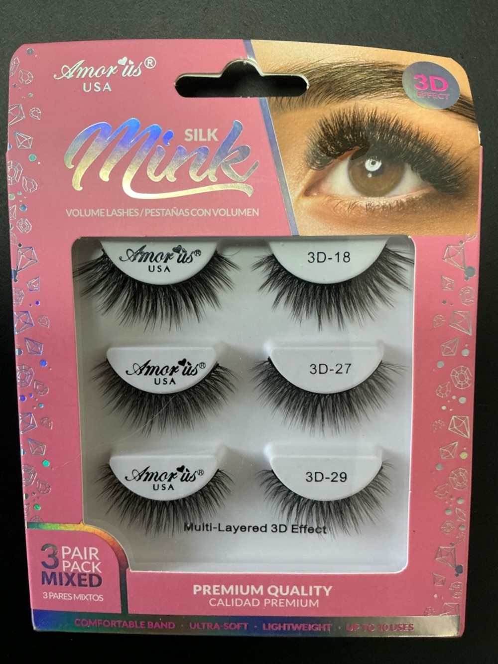 Silk Mink 3-Pair Volume Lashes — Black